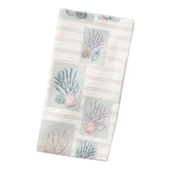 Shell Panels on Stripes Cotton Twill Napkin Blush {3}
