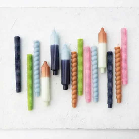 Hello Honey&reg; 8" Camel & White Unscented Pleated Taper Candles, 2ct. {3}