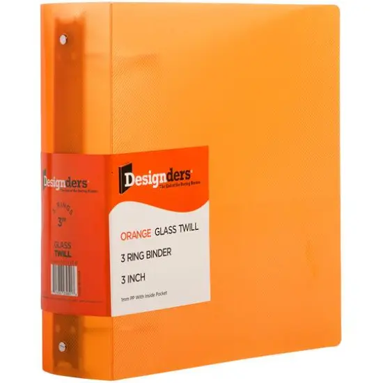 JAM Paper 3" Orange Glass Twill Plastic 3-Ring Binder {3}