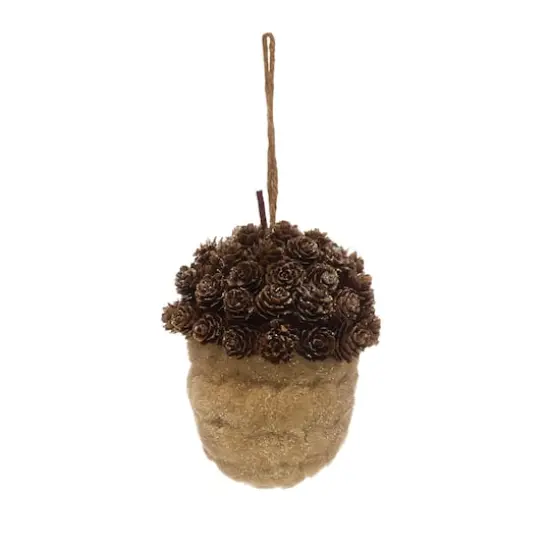 Hello Honey&reg; 7.5" Brown Sisal Acorn Ornament with Pinecone Top {1}