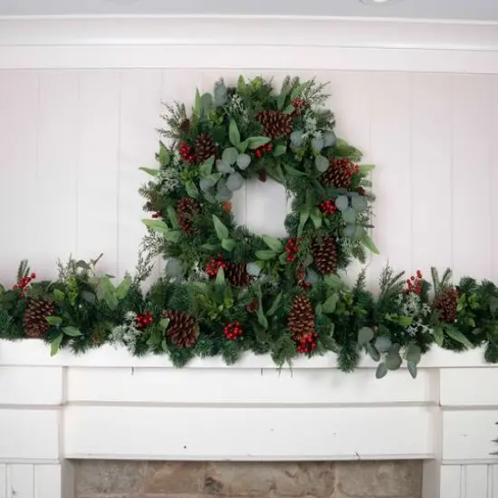 9ft. Pre-Lit LED Christmas Woods Artificial Garland {7}