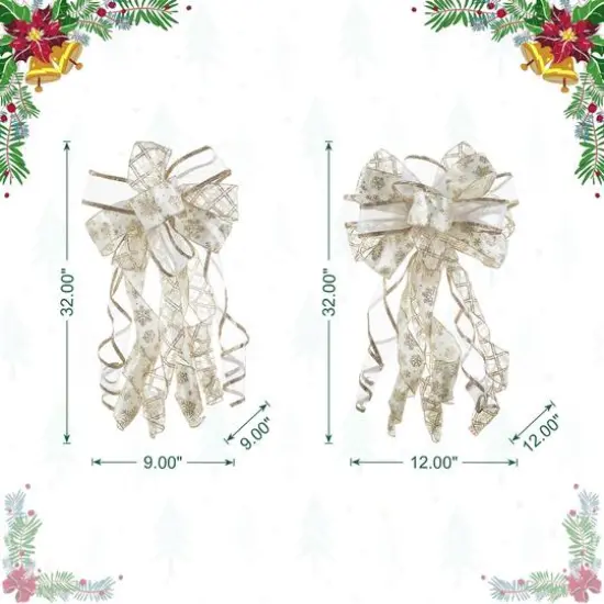 Glitzhome&reg; 32" Elegant Snowflake Ribbon Christmas Bows, 9ct. {9}