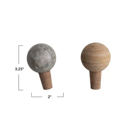Hello Honey&reg; 2" Round Marble & Cork Bottle Stopper Set {4}