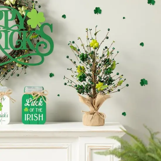 Glitzhome&reg; 18" St Patrick's Shamrock and Berry Table Tree {3}