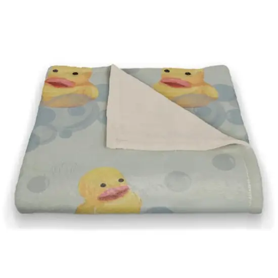 Rubber Duckies Coral Fleece Blanket Green {3}