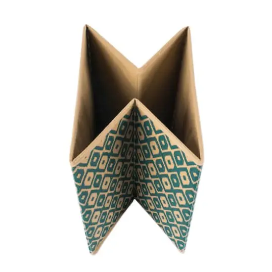 Teal Nonwoven Ikat Polyester Square Cube Set {4}