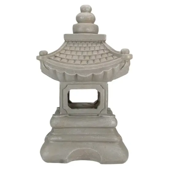 13.5" Dark Gray Pagoda Outdoor Garden Statue {4}