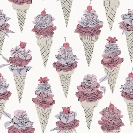 By Dylan M Pink Floral Ice Cream Peel & Stick Wallpaper {1}