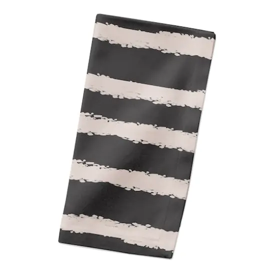 Stripes Cotton Twill Napkin Black/Pink {3}