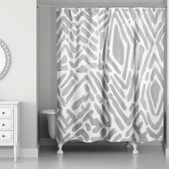 Wild Pattern Shower Curtain Gray and White {3}