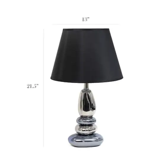 Elegant Designs&trade; 21.5" Chrome and Metallic Blue Stones Table Lamp with Black Shade {4}