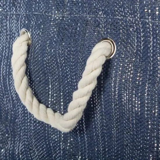 DII&reg; 17" Woven Paper Lurex Storage Bin Blue and Silver {6}