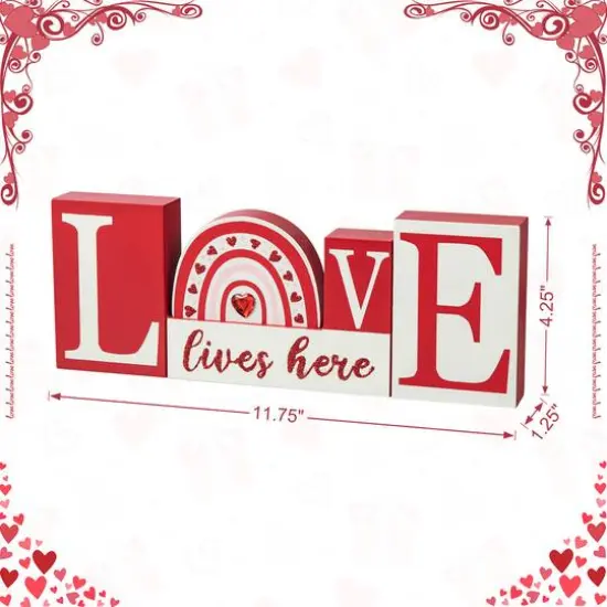 Glitzhome&reg; 11.75" Valentine's Wooden LOVE Table D&eacute;cor {7}