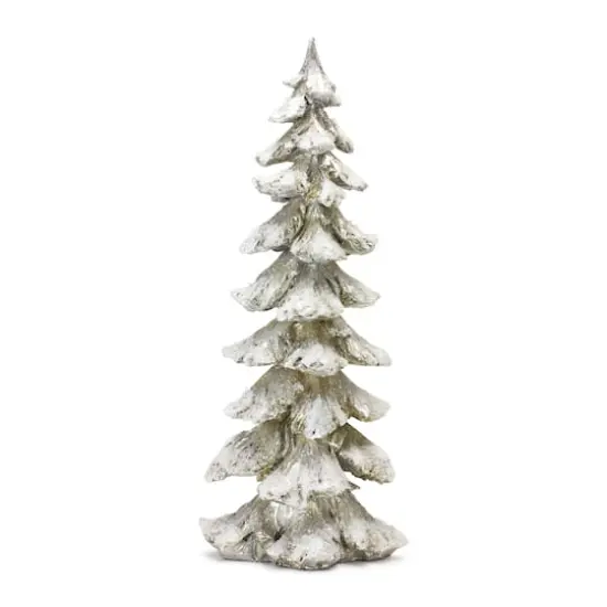 Snowy Silver Sculpted Holiday Tree Décor Set, 6.5", 9", 13.25" & 18" {3}