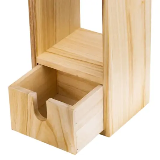 Brown Wood Bathroom Storage Rack {4}