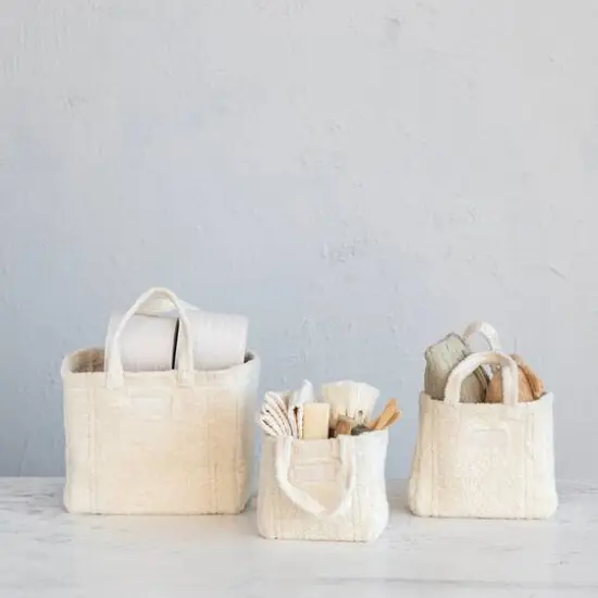 Hello Honey&reg; Natural Cotton Terry Tote Bag Set with Handles {3}