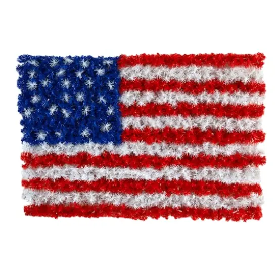 3ft. Pre-Lit Red, White & Blue American Flag Wall Panel, Warm LED Lights {4}