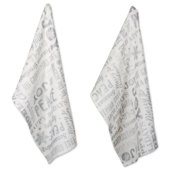DII&reg; Silver Christmas Collage Dishtowel Set {1}