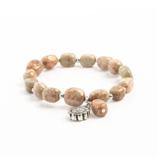 John Bead Jasper Creativity Natural Brown Unakite Gemstone Bracelet {4}