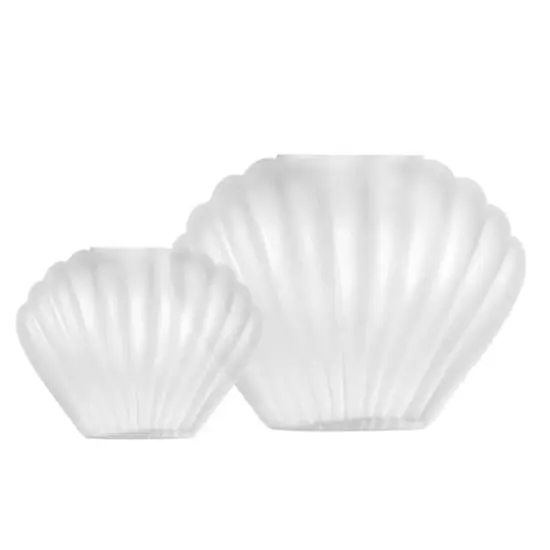 American Art Decor White Sea Scallops Misted Glass Vase Set Frosted {7}