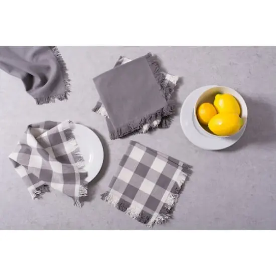 DII&reg; Solid Heavyweight Fringed Napkins, 6ct. Gray {5}