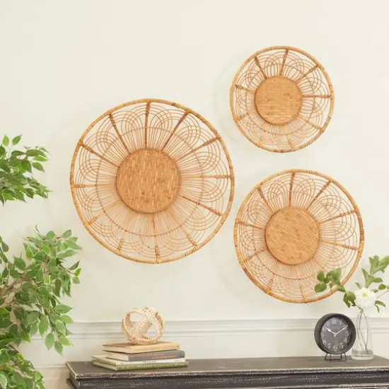 Set of 3 Brown Metal Boho Style Wall Decor 24", 20", 16" {8}