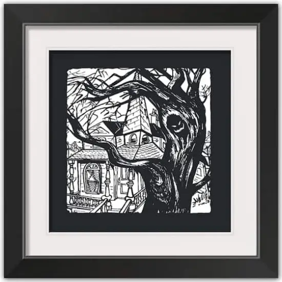 Haunted House Halloween Print in Black Frame {1}