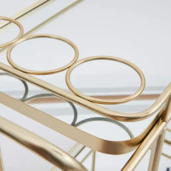 Hello Honey&reg; Art Deco 2-Tier Mirrored Metal Bar Cart {3}