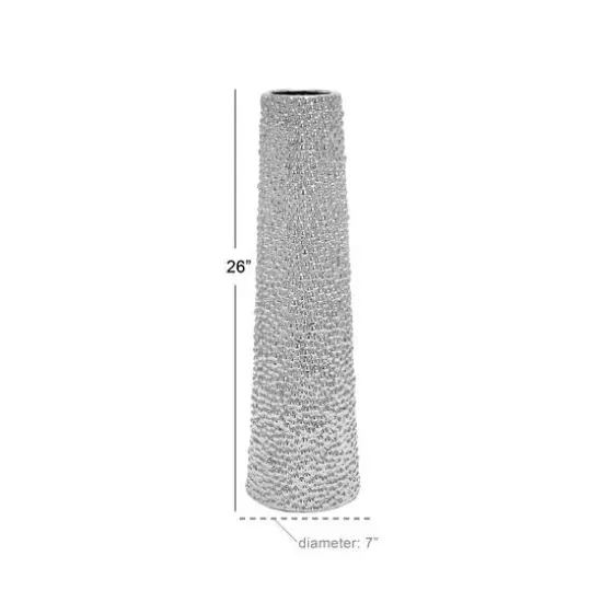 Silver Ceramic Glam Vase, 26" x 7" x 7" {5}