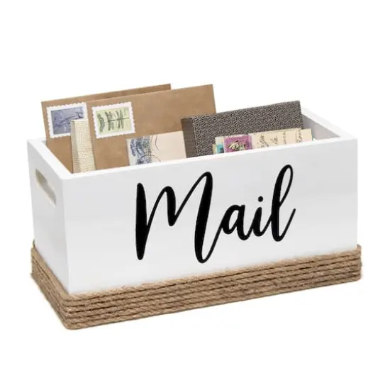 Elegant Designs Mail Script Mail Holder with Handles Black/White {7}