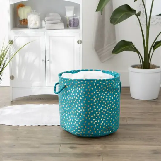 DII&reg; 15" Round Dots Fabric Bin Teal {5}