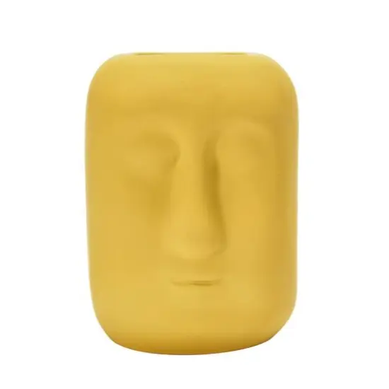 6" Latex Glaze Stoneware Planter with Face {5}