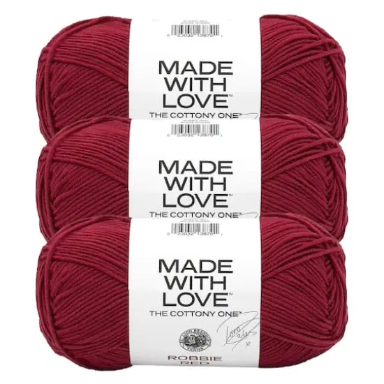 3 Pack Lion Brand&reg; Tom Daley Made with Love&trade; The Cottony One&trade; Yarn Robbie Red {1}