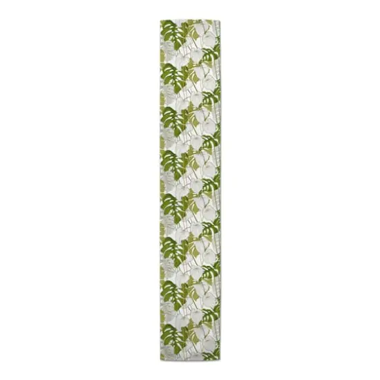 Yellow Green Monstera 16" x 72" Cotton Twill Runner {4}