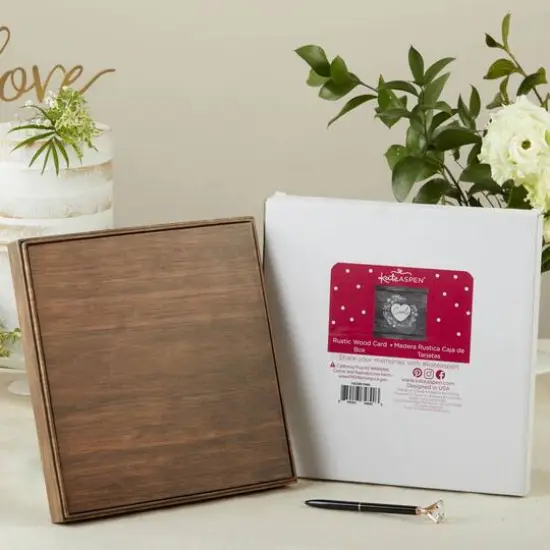 Kate Aspen Rustic Brown Wood Card Box {7}