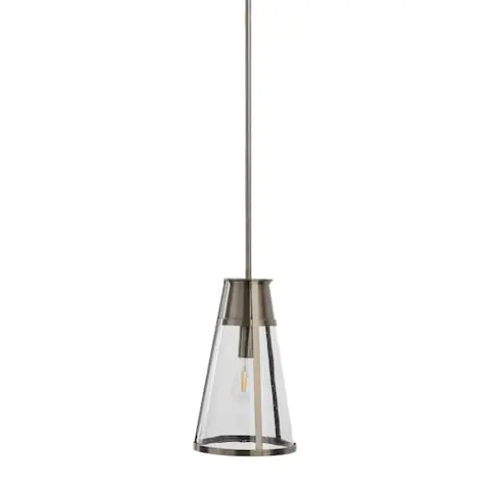 Hello Honey&reg; Robert Stevenson Lighting Jaxon Metal & Seedy Glass Ceiling Light Brushed Nickel {3}