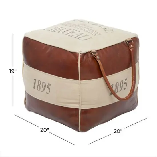 Brown Canvas Rustic Stool, 19" x 21" x 20" {13}