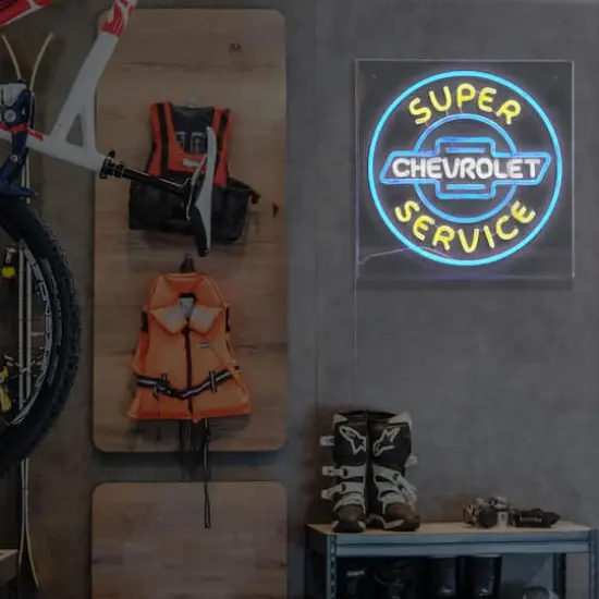 American Art D&eacute;cor&trade; 16" Licensed Chevrolet Super Service Acrylic LED Wall D&eacute;cor Sign {3}