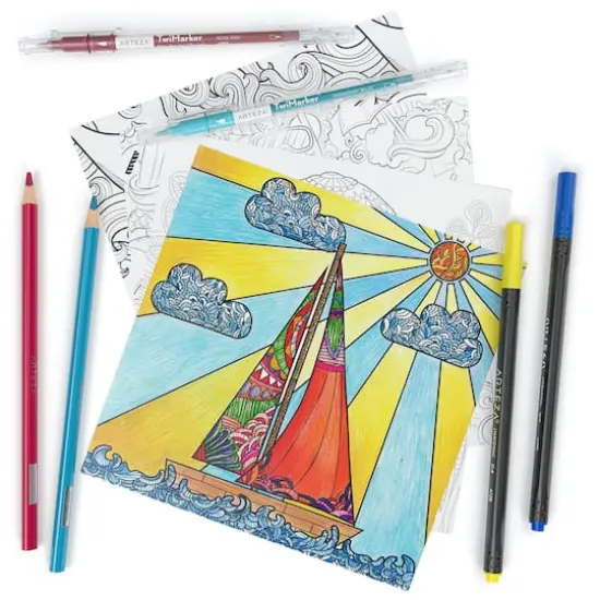 Arteza&reg; 6.4" x 6.4" Ocean Coloring Book {5}