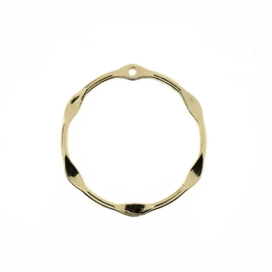 John Bead Beadwork Findings Gold Partly Flattened Circle Pendant, 3ct. {1}