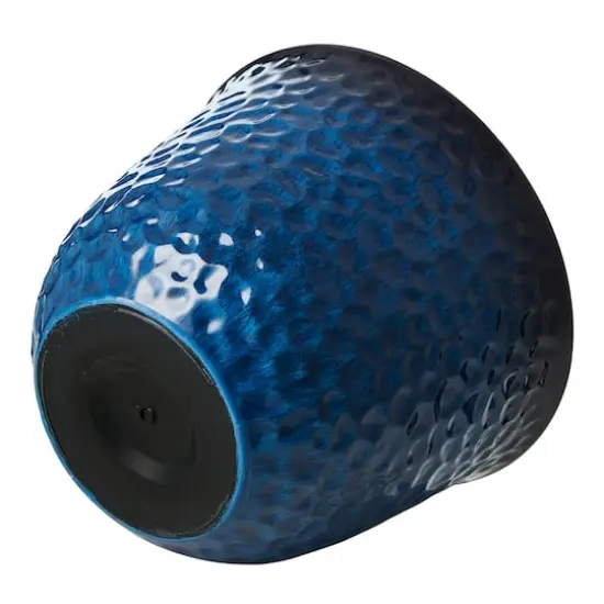Glitzhome&reg; 15.25" Honeycomb Textured Cobalt Blue Faux Ceramic Plastic Planters, 2ct. {9}