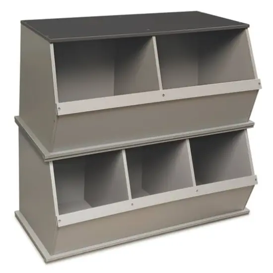 Badger Basket 3 Bin Stackable Storage Cubby Light Gray/Dark Gray {10}