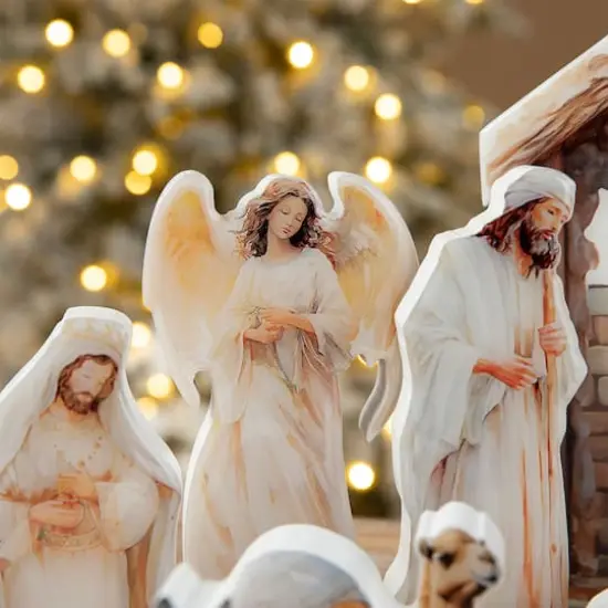 Glitzhome&reg; Christmas Nativity Figurine Set {4}