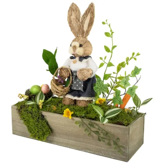 17.25" Boxed Garden Arrangement with Bunny Easter Decoration {4}