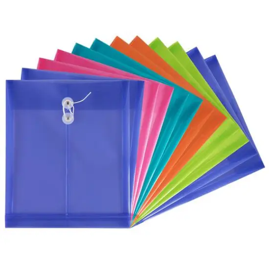 JAM Paper 9.75" x 11.75" Plastic Button & String Tie Closure Envelopes, 12ct. {1}