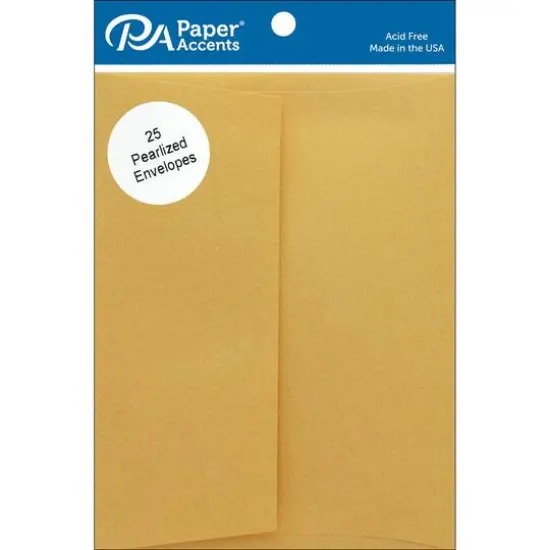 PA Paper&trade; Accents 4.38" x 5.75" Pearlized Envelope, 25ct. 22kt Gold {2}