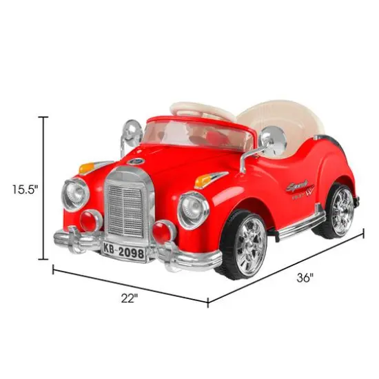 Toy Time Bright Red Battery Powered Ride-On Classic Coupe Car {8}