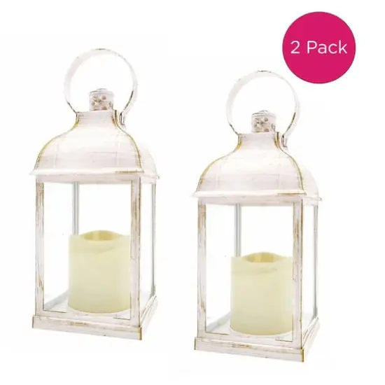 Kate Aspen&reg; Marrakesh LED Vintage Decorative White Lantern, 2ct. {1}