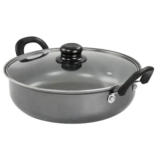 Gibson Everyday® 12" Highberry Gray Nonstick All Purpose Pan with Lid {1}