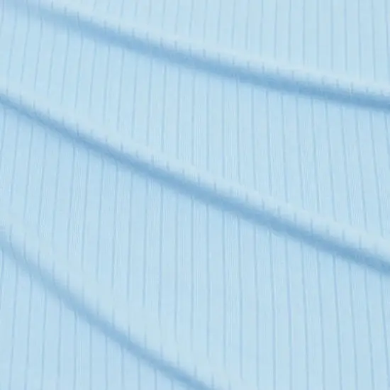 Fabric Merchants Polyester Blend Ribbed Fabric Light Blue {1}